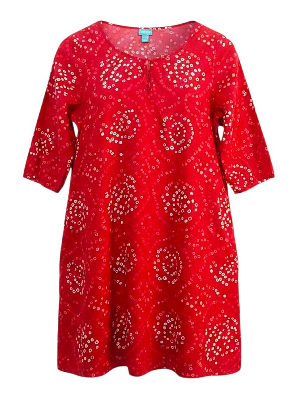 Calypso St. Barth for Target Red Bandhani-Inspired Print A-Line Boho Dress - SP